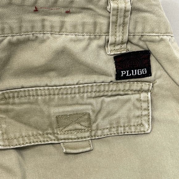 Vtg Y2k Plugg Cargo Pants Beige Khaki 38x34 Skater Baggy Jnco Big Pockets READ - Picture 3 of 10